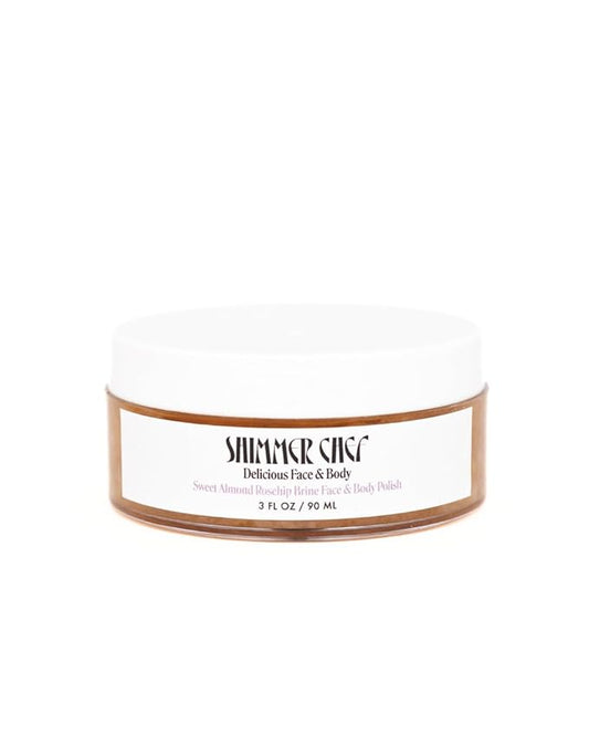 Sweet Almond Rosehip Brine Polish | Exfoliating Blend with Himalayan & Dead Sea Salt, Maple Sugar | Enriched with Magnesium, Omega 3's & Vitamin E | Revitalize Skin, Reduce Inflammation