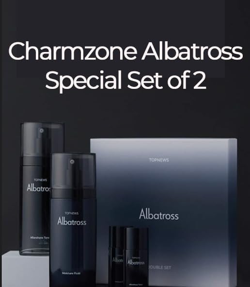 CHARMZONE Albatross Skincare for Men Aftershave Toner and Emulsion Set Father's Day Gift Set Hydrating Moisturizing Nourishing Toner+ Fluid + Travel size Total of 10.5 fl.oz