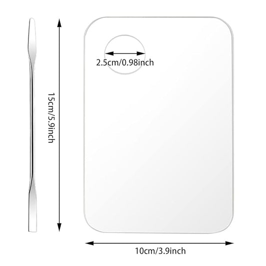 Acrylic Cosmetic Makeup Palette, 2 Pack Makeup Mixing Palette, Foundation Palette with Spatula Tool for Nail Art Eye Shadow Eyelash Makeup Professional Pigment Blending