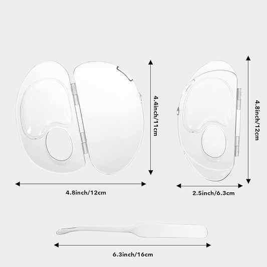 Acrylic Cosmetic Makeup Palette,2 in 1 Makeup Mixing Palette with Foundation Spatula and Storage Pigment,Handheld Makeup Mixing Tray,Makeup Plate for Foundation Eye Shadow Nail Art (A-Clear)