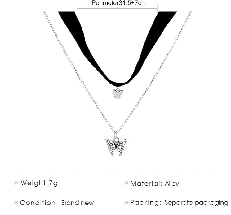 Vintage Black Choker Necklace Chain Goth Leather Choker Butterfly Pendant Necklace Velvet Choker Punk Necklace Rock Statement Butterfly Necklace Charm Jewelry Gift for Women and Girls