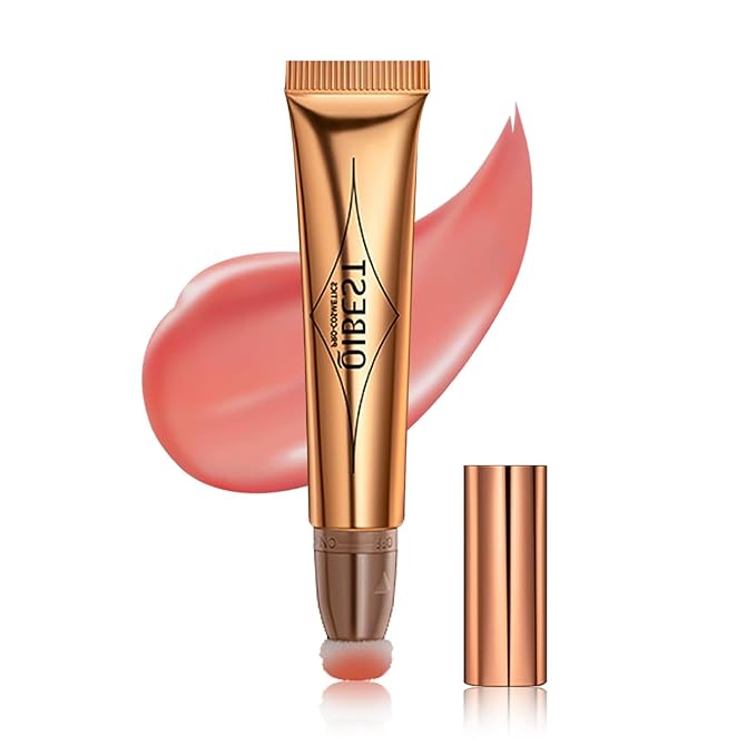 Blush Beauty Wand, Liquid Face Blush with Cushion Applicator, Silky Smooth Cream Blush Stick Natural Matte Finish, Lightweight Blendable Blush Stick Makeup for Cheek Lip eye, Cruelty-free(Peach Pink)