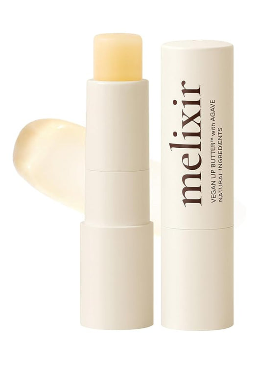 Melixir Vegan Lip Butter #01 Agave(Clear), Hydrating Tinted Lip Balm Stick, Bee-Free, Petrolatum-Free, Plant-Based With Shea Butter, Nourishing Care for Dry, Chapped Lips, Natural Finish