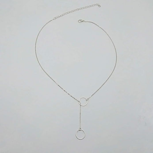 Creative Y-shaped Necklace Hollow Ring Necklace Chain Jewelry Accessories for Women and Girls