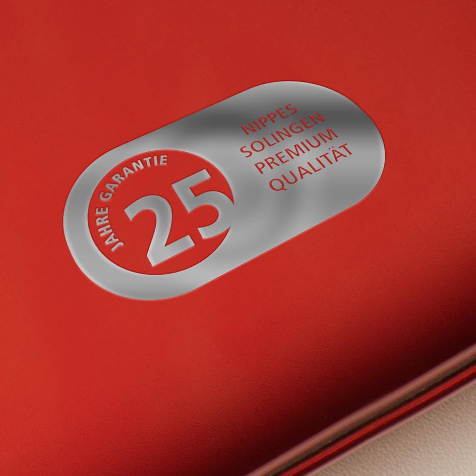 Nippes Solingen Manicure Set, 5-Piece, Stainless Steel and Nickel Free, Genuine Brown Cowhide Leather Case Made In Soligen Germany