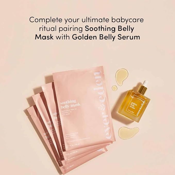 Evereden Soothing Belly Mask for Stretch Marks - 2nd/3rd Trimester Size | 1 count | Belly Mask for Pregnancy | Clean Pregnancy Skincare | Non-toxic and Fragrance Free