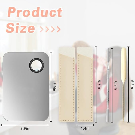 5PCS Makeup Mixing Palette, Stainless Steel Cosmetic Makeup Palette With Spatula Makeup Artist Tool, Professional Cosmetic Mixing Makeup Palette For Mixing Eye Shadow/Eyelash/Nail Art/Foundation