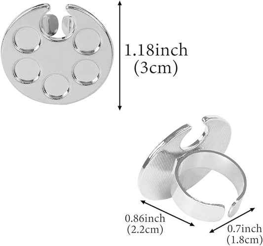 4 Pack Mini Nail Paint Art Palette Finger Rings Metal Manicure Palette Tools Makeup Palettes