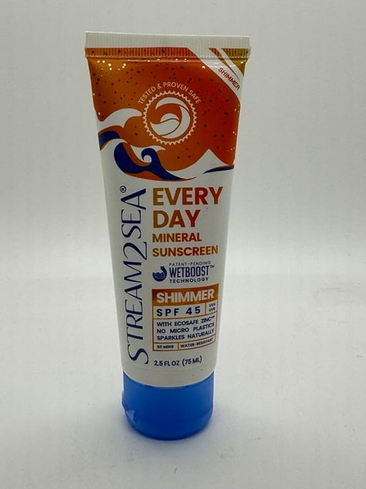 SPF 45 Every Day Shimmer Mineral Sunscreen | 2.5 Fl Oz Biodegradable, Paraben Free & Reef Safe Sunscreen | Non-Greasy, Lightweight & Shimmer Mineral Protection Against UVA & UVB for Face & Body