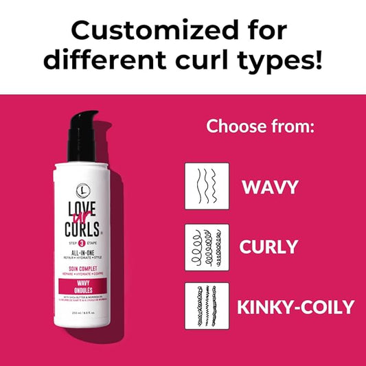 Love Ur Curls - Shampoo, Conditioner, Wavy All In One Styler to repair, define and hydrate hair and Irish Sea Moss Gel for touchable hold