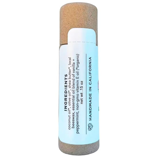 Plastic Free Lip Love | Jumbo Organic Lip Balm | Organic Beeswax and Plant Based | Zero Waste Natural Lip Balm (Vanilla Mint)