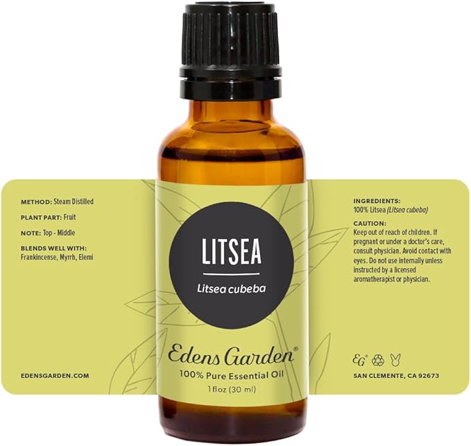 Edens Garden Litsea Essential Oil- 100% Pure Premium Grade, Undiluted, Natural, Therapeutic, Aromatherapy, The Best for Diffuser, Candle, Laundry, Humidifiers 30 ml (1 fl oz)