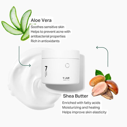 Y’OUR Moisturizing Body Lotion: Daily Hydrating Moisturizer for Dry, Cracked Skin; Vegan, Natural & Organic Skincare with Shea Butter, Aloe Vera, Jojoba Oil & Vitamin E. Made in USA for Women & Men