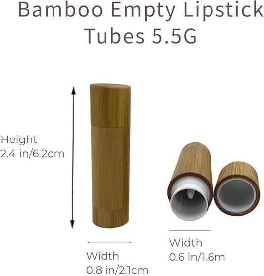 Bamboo Empty Lip Balm Containers 5.5g 6 Pack,Refillable DIY Lip Balm Tube Containers with Clear PP Plastic Inner,Lip Gloss Tubes Chapstick Holder for DIY Cosmetic Samples Deodorant