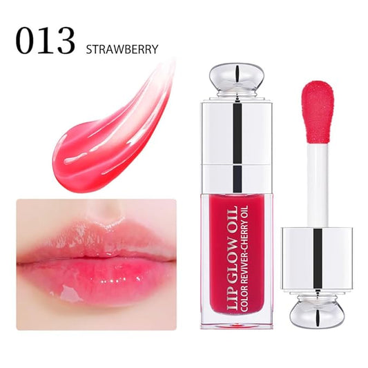 Moisturizing Lip Oil,No-Sticky Gloss Balm Care,Fruit Flavoured Oil for Dry Lip's Hydrating and Nourishing (013#Strawberry) 0.2 OZ