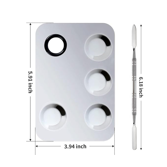 Upgrade Mixing Makeup Palette, Stainless Steel Cosmetic Palette with Spatula Tool, Nail-Art Cosmetic Palette for Mixing Cosmetic and Pigment