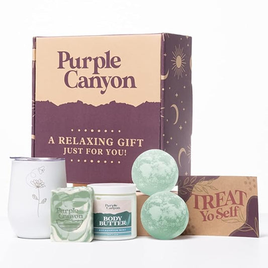 Purple Canyon Bath Gift Set for Women | Revitalizing Eucalyptus Spearmint and Cucumber Mint Self-Care Gift for Women