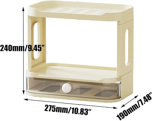 3-Tier Desk Organizers & Dispensers,Mail Holder for Office Desk Organization,Kitchen Spice Rack or Bathroom Countertop Organizer, Gift for Teachers, Classmates, and Friends (Beige)