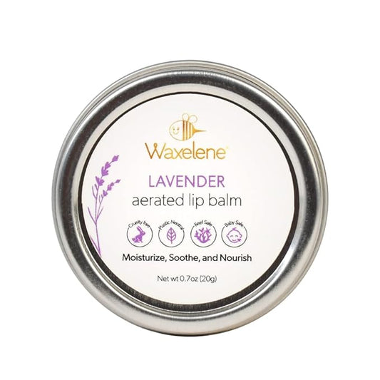 Waxelene Lavender Aerated Lip Balm Tin 4 Piece, Best Lip Balm Ever Organic Calming Multipurpose Ointment Baby Eczema Dry Skin Face Moisturizer