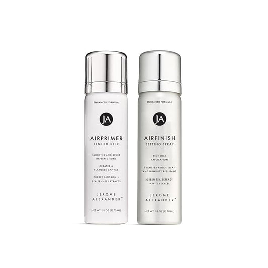 Jerome Alexander MagicMinerals Air Primer & Setting Spray Bundle – LiquidSilk Air Primer and AirFinish Setting Spray – Pore-Minimizing, Skin-Smoothing Formula for Long-Lasting, Flawless Matte Finish