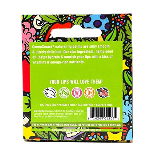 CannaSmack Natural Hemp Lip Balm - Sooth, Protect, & Moisturize Your Lips. 5 Flavors - Mango, Tropical, Peach, Berry, & Cherry - Beeswax, Hemp Seed Oil, Coconut Oil, & Vitamin E - Cruelty Free