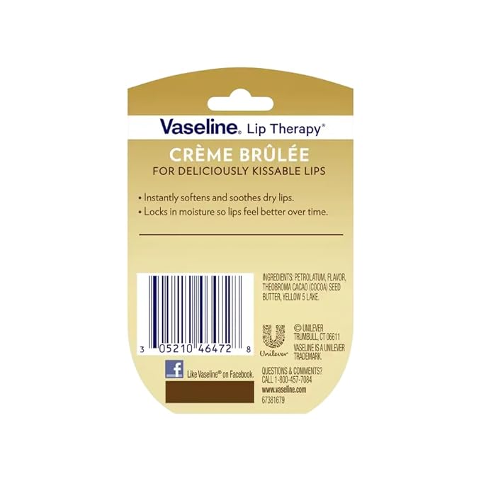 Vaseline Lip Therapy, Creme Brulee 0.25 Oz (3 Pack)