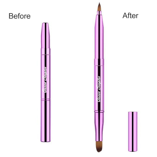 Cosmetic Brushes Lip Eye Double Sided Makeup Brush with Cap for Travel Retractable Lip Brush Eyebrow Brush Concealer Brush For Lipstick Portable Purple