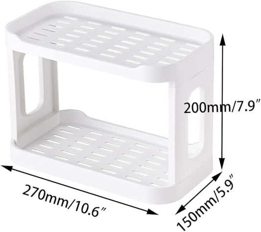 2PCS Kitchen Spice Rack or Bathroom Countertop Organizer, 2-Tier Desk Organizers,Mail Holder for Office Desk Organization, Gift for Teachers, Classmates, and Friends,White