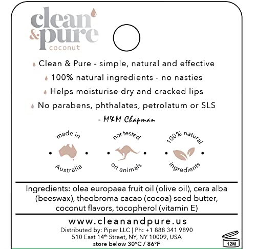 Lip Balm (Coconut) | Manuka Honey Conditioning Lip Care with 100% All Natural Beeswax and Vitamin E Oil | Flavored Lip Balm for Dry