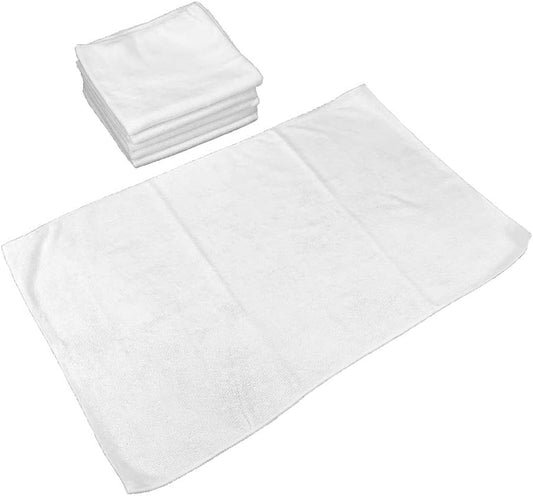 Arkwright Microfiber Gym Towel - Pack of 12 - Super Soft, Quick Dry Workout Sweat Towels, 300 GSM Lightweight & Absorbent for Sports, Working Out, Yoga, and Spa, 16 x 27 in, White