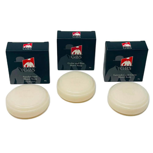 G.B.S Men's Shaving Soap 97 Percent All Natural Enriched with Shea Butter and Glycerin, 3-Ounce, Each Pack of 3