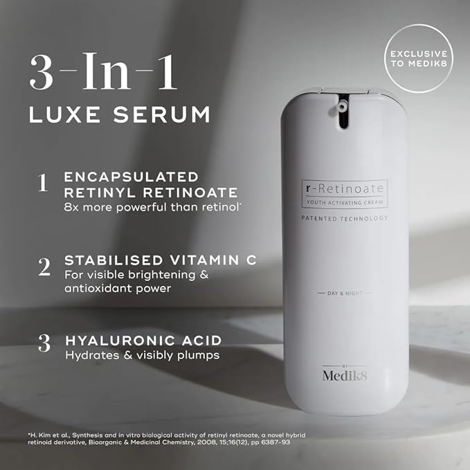 Medik8 R-Retinoate Day & Night - Hydrating, Skin Plumping Vitamin A Serum - Reduces Fine Lines, Wrinkles - Gentle Vitamin C Infusion - 1.7 oz