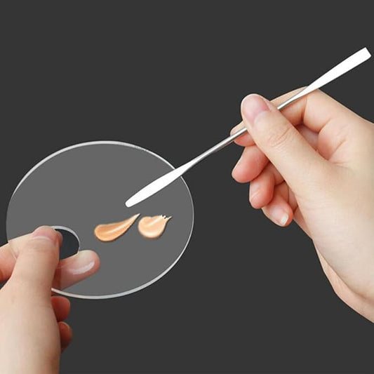 2 Pcs Acrylic Makeup Palette Makeup Mixing Tray with Makeup Spatula for Beauty Salon Color Cream Liquid Foundation Mixing Palette (Round)