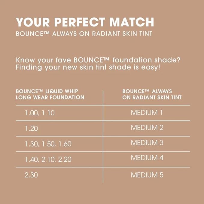 Beautyblender 12-Hour Always on Radiant Skin Tint, Breathable Serum Foundation Stays Put for All Day Long Wear, Infused with Hyaluronic Acid & Niacinamide, Medium 1