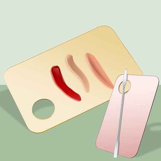 1 Pc Acrylic Cosmetic Makeup Palette Tray Foundation Spatula Makeup Mixing Palette Apply for Foundation Eye Shadow Lipsticks Nail Art Beauty Salon (Yellow)