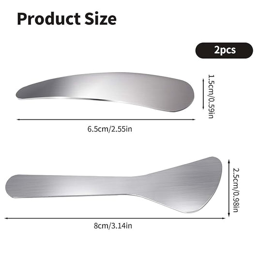 2Pcs Mini Metal Cosmetic Spatulas, Makeup Spatulas, Skincare Spatula, Cream Spatula, Beauty Accessories for Mixing and Sampling Plant Masks, Skin Care Creams, Eye Cream, Essences(Style 2)