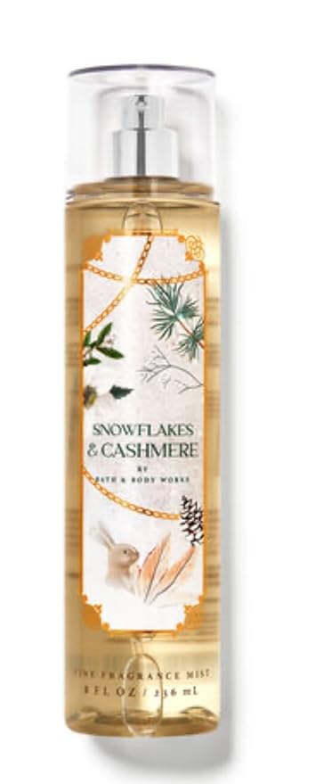 Bath & Body Works - Snowflakes & Cashmere - 3 Piece Bundle - Spray - Lotion Body - Shower Gel - Full Size and Hello Gorgeous Gift Bag.