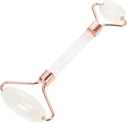 C CRYSTAL LEMON White Natural Face Roller, Jade Gua Sha Sculptor for Aging Wrinkles and Puffiness - Natural White Facial Roller Guasha Tool - Premium Jade Face Roller Cold Roller for Face