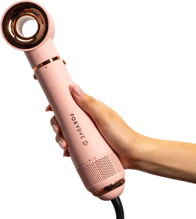 FoxyBae 4-in-1 Hot Air Styler: Blow Dryer Brush, Diffuser, Curling Barrel & Drying Cylinder - Blush Super Styler