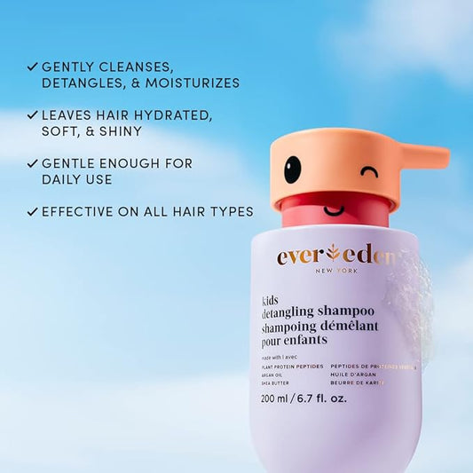Evereden Kids Shampoo | Tear-Free Detangling Shampoo for Girls with Curly or Straight Hair | Clean, Non-Toxic, and Gentle Haircare | Sulfate-Free, Hypoallergenic, Safe for Daily Use | 6.7 fl oz