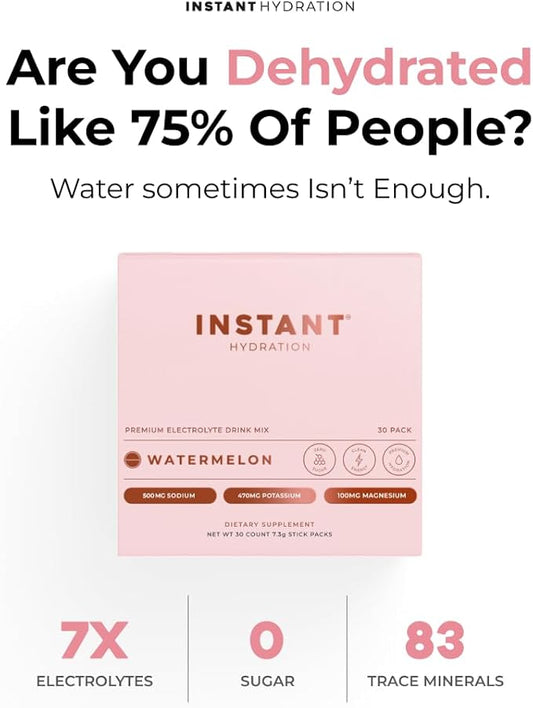 Instant Hydration Electrolytes Powder Packets - Electrolyte Drink Mix - Zero Sugar - Keto, Vegan, Gluten-Free, Non-GMO - Boost Recovery, Brain Health, Muscle & Tissue Support- 30 Sticks