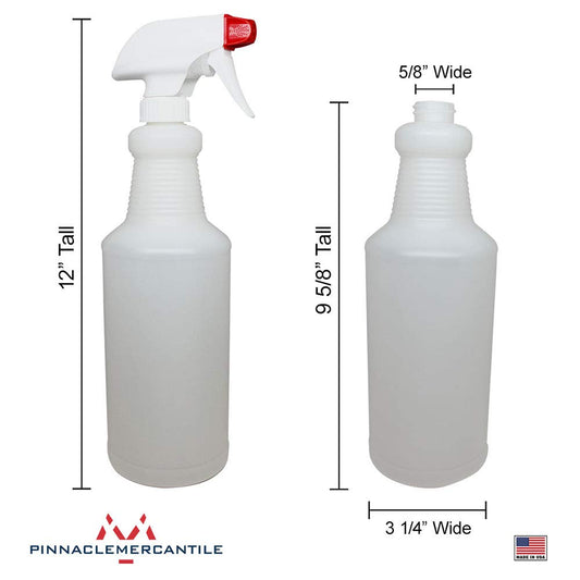 Pinnacle Mercantile Plastic Spray Bottles Leak Proof Technology Empty 32 oz Pack of 36 Made in USA