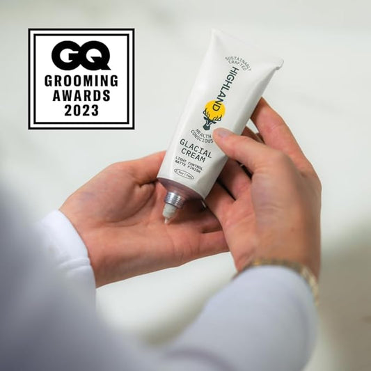 Highland Glacial Cream - Versatile hair styling cream that smooths, de-frizzes, texturizes & boosts curls. Natural, plant-derived, & made for all hair types. (2.5 oz)