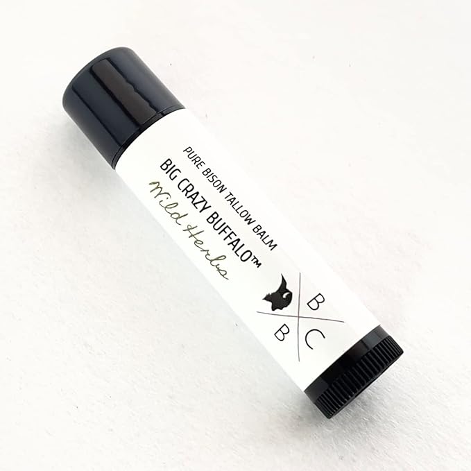 Pure Bison Tallow Lip Balm, Wild Herb, (5 pack) - Rosemary & Lavender, Moisturizing, Non-Habit Forming