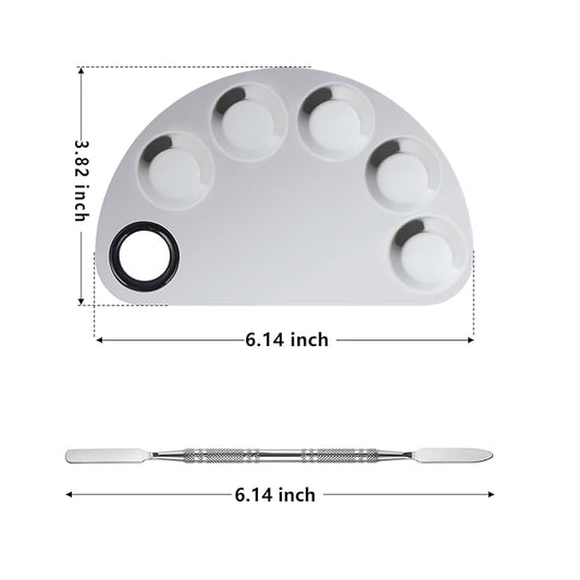 Makeup Mixing Palette, Premium Stainless Steel Cosmetic Makeup Palette with Spatula Tool, Nail-art Cosmetic Palette for Mixing Cosmetic/Nail Polish/Pigment (Semicircle)
