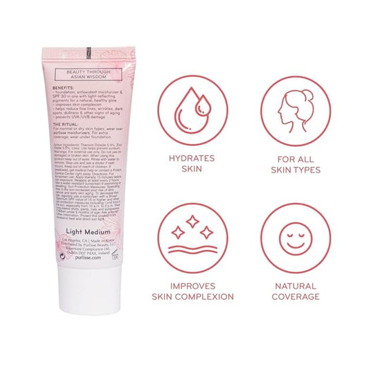 pūrlisse Ageless Glow Serum BB Cream SPF 40 : Clean & Cruelty-Free, Full & Flawless Coverage, Hydrates with Collagen | Deep 1.4oz