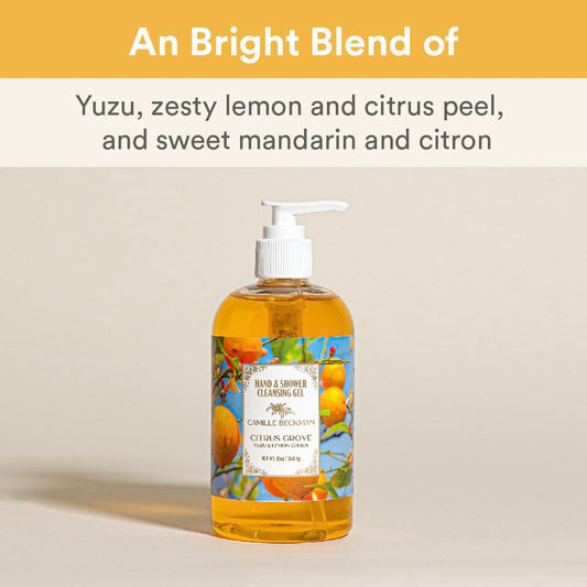 Camille Beckman Hand and Shower Cleansing Gel, Citrus Grove, 13 Ounce