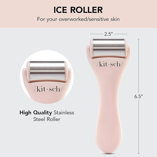 Kitsch Ice Roller for Face – Stainless Steel Face Ice Roller to Reduce Puffiness, Redness & Headaches – Cooling Facial Roller for Skin Care, Irritation Relief & Spa-Like Experience at Home - Pink