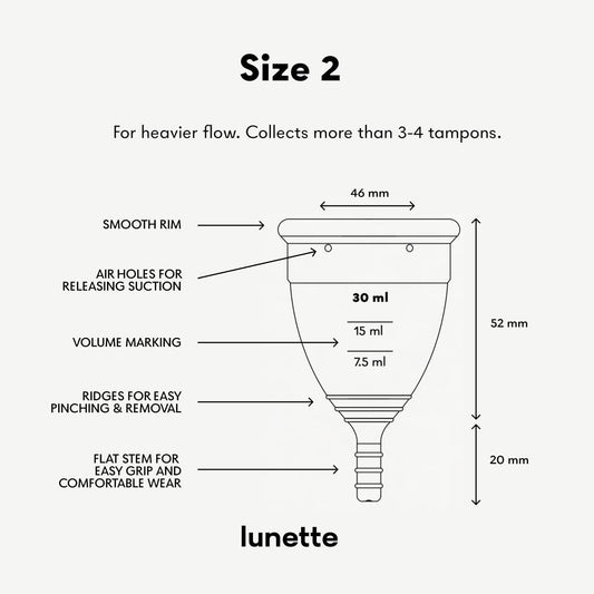 Lunette Menstrual Cup – Best Reusable Period Cup – Wear for 12 Hours and Reuse up to 10 Years, Orange Size 2 for Moderate to Heavy Flow