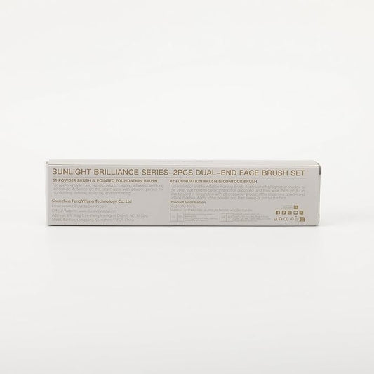 DUcare Makeup Brushes Duo End Foundation Contour Powder and Buffer Brush Bronzer Double Makeup Brush Set 2Pcs white